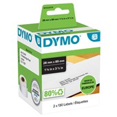 DYMO 99010 LW ADDRESS LABELS 89 X 28MM WHITE ROLL 130 BOX 2