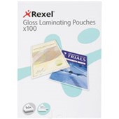 REXEL LAMINATING POUCH 75 MICRON A4 CLEAR PACK 100