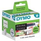 DYMO 99015 LW MULTIPURPOSE DISK LABELS 54 X 70MM WHITE ROLL 320