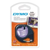 DYMO 16952 LETRATAG LABELLING TAPE PLASTIC 12MM X 4M BLACK ON CLEAR