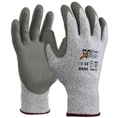 RAZOR X500 SAFETY GLOVES FIBRE PU COATING HPPE CUT LEVEL 5 RATING SIZE 9 LARGE GREY