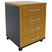 ZEALAND QUICKSHIP MOBILE 4 DRAWER W476 X D470 X H640MM BEECH AND CHARCOAL