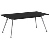 KNIGHT TEAM BOARDROOM TABLE W1800 X D800 X H750MM SILVER FRAME BLACK TOP