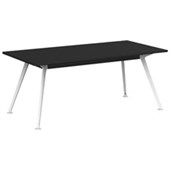 KNIGHT TEAM BOARDROOM TABLE W1800 X D800 X H750MM WHITE FRAME BLACK TOP