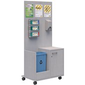 SANITIZATION STATION 1 LOCKING DOOR WITH BIN COMPARTMENT W800 X D550 X H1800MM SILVER STRATA