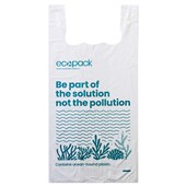ECOPACK OCEAN RECYCLED PLASTIC BAG WITH HANDLES WHITE 18L LARGE CARTON 500