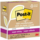 POSTIT RECYCLED SUPER STICKY NOTES 654R5SSCY 76X76MM YELLOW PACK 5
