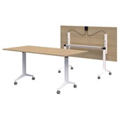 RAPID FLIP TABLE 1800 X 900MM CLASSIC OAK TOP WHITE BASE