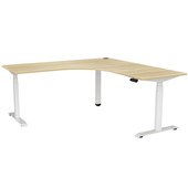 KNIGHT HAVEN ELECTRIC WORKSTATION W1800W X D700 XH6301280MM WHITE FRAME ATLANTIC OAK TOP