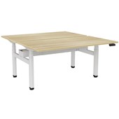 KNIGHT HAVEN ELECTRIC DOUBLE SIDED DESK W1500 X D800MM WHITE FRAME ATLANTIC OAK TOP
