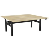 KNIGHT HAVEN ELECTRIC DOUBLE SIDED DESK W1800 X D800MM BLACK FRAME ATLANTIC OAK TOP