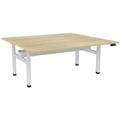 KNIGHT HAVEN ELECTRIC DOUBLE SIDED DESK W1800 X D800MM WHITE FRAME ATLANTIC OAK TOP