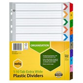 MARBIG MANILLA INDEX DIVIDER EXTRA WIDE 110 TAB A4 ASSORTED