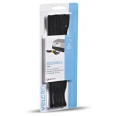 VELCRO ONE WRAP REUSABLE TIES 25MM X 200MM BLACK PACK 5