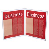 ESSELTE SIGN HOLDER BIFOLD FREESTANDING PORTRAIT CLEAR