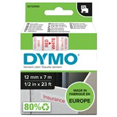 DYMO 45015 D1 LABELLING TAPE 12MM X 7M RED ON WHITE