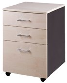 ZEALAND MOBILE 2 DRAWER 1 FILE W465 X D500 X H660MM CARBON AND WASHED MAPLE