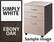 ZEALAND MOBILE 2 DRAWER 1 FILE LOCKABLE W465 X D500 X H660MM EBONY OAK AND SIMPLY WHITE