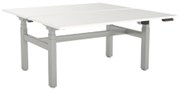 KNIGHT AGILE HEIGHT ADJUSTABLE DESK ELECTRIC 2 STAGE DOUBLE SIDED W1500 X D800 X H6801130MM SILVER FRAME WHITE TOP