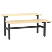 KNIGHT AGILE HEIGHT ADJUSTABLE DESK ELECTRIC 2 STAGE DOUBLE SIDED W1800 X D800 X H6801130MM BLACK FRAME NORDIC MAPLE TOP