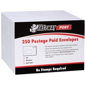 FASTWAY POST ENVELOPE POSTAGE INCLUDED WINDOW PLAIN SELF SEAL C6 W162 X L114MM WHITE PACK 250