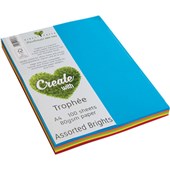 TROPHEE COLOURED PAPER A4 80GSM ASSORTED BRIGHTS PACK 100