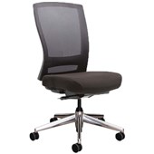 BURO MENTOR OFFICE CHAIR MESH BACK SYNCHRO WITHOUT ARMS POLISHED ALUMINUM BASE BLACK