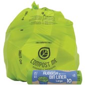 COMPOST ME BIN LINERS COMPOSTABLE 80L GREEN ROLL 10