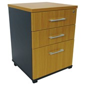 ZEALAND QUICKSHIP MOBILE 2 DRAWER 1 FILE W476 X D470 X H640MM BEECH AND CHARCOAL LOCKING