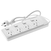 THE BRUTE POWER CO POWERBOARD 4 OUTLET WITH INDIVIDUAL SWITCHES 1M WHITE