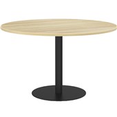 KNIGHT POLO TABLE ROUND BASE D1200 X H730MM BLACK BASE ATLANTIC OAK TOP