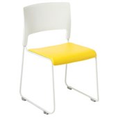 EDEN SLIM VISITOR CHAIR STACKABLE LINKABLE WHITE FRAME WITH YELLOW VINYL