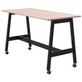 MODELLA II MOBILE LEANER W2000 X D800 X 1050MM BLACK FRAME REFINED OAK TOP WITH CASTORS