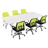 SYLEX FLEET BOARDROOM TABLE W2400 X D1200MM WHITE FRAME WHITE TOP