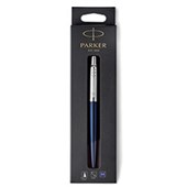 PARKER JOTTER BALLPOINT PEN ROYAL BLUE CHROME TRIM MEDIUM NIB BLUE GIFT BOX