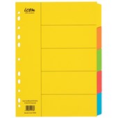 ICON CARDBOARD DIVIDERS 5 TAB A4 COLOURED