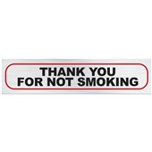 ROSEBUD SELF ADHESIVE SIGN ALUMINIUM W170 X L40MM THANK YOU FOR NOT SMOKING