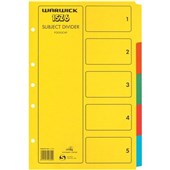 WARWICK CARDBOARD 15Z6 DIVIDER 5 TAB FOOLSCAP COLOURED