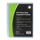 GBP COPYSAFE POCKET HEAVY DUTY PVC A4 CLEAR PACK 5