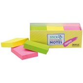 STICKN NOTES SELFADHESIVE 100 SHEET W38 X L50MM ASSORTED NEON COLOURS