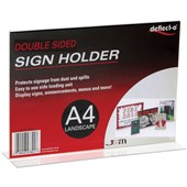 DEFLECTO SIGN HOLDER TSHAPE DOUBLE SIDED LANDSCAPE A4 CLEAR