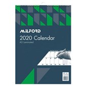 CALENDAR MILFORD EVEN YEAR A3 WIRO MONTH TO VIEW LAMINATED FSC 70 PERCENT MIX